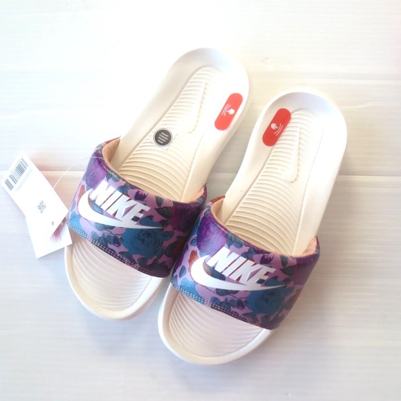 NEW Women's Nike Logo Print flowers Slipper Slides Sandals Floral 10 - Picture 5 of 12